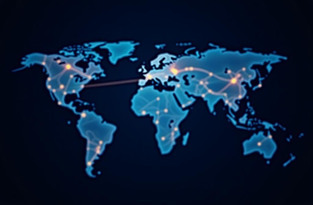 Abstract network overlay on a map representing transportation data